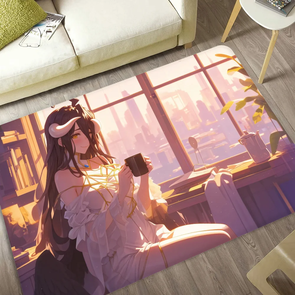 Navak Teppich Gamer Albedo Anime Sexy Girls Bodenmatte Nordischer Stil Home Fußmatte Badezimmer-Toilettenmatten Schlafzimmer Hotel Dekor Matte