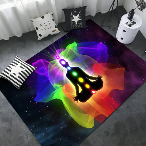 Navak Carpet Rainbow 7 Chakra Mandala Bohemia Yoga Fußmatte, waschbar, rutschfest, für Wohnzimmer, Sofa, Stühle, Bereichsmatte, Küche, Willkommens-Fußmatte