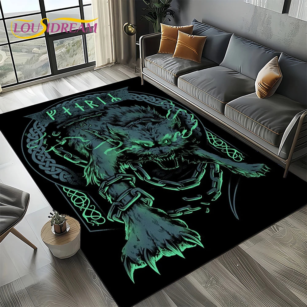 Navak Teppich Odin Viking Symbol Valknut Nordic Valhalla Teppich Teppich für Wohnzimmer Schlafzimmer Home Sofa Dekoration, Bereich Teppich rutschfeste Bodenmatte
