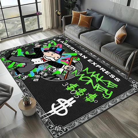 Navak Teppich, 3D-Spiel „Rich Man“, Monopoly-Dollar-Cartoon-Teppich für Wohnzimmer, Schlafzimmer, Heimsofa, Dekoration, Kinderbereich, rutschfeste Bodenmatte