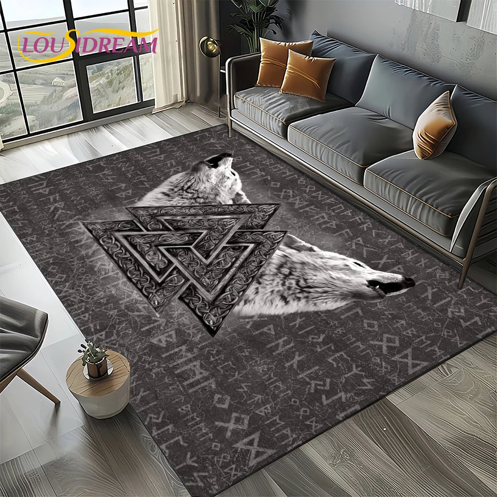 Navak Teppich Odin Viking Symbol Valknut Nordic Valhalla Teppich Teppich für Wohnzimmer Schlafzimmer Home Sofa Dekoration, Bereich Teppich rutschfeste Bodenmatte