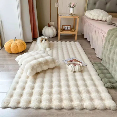 Navak Teppich, 1 Stück, Bubble-Plüsch-Teppich für Heimdekoration, Kaninchenhaar-Imitation, Balkonkissen, Kinder, Wohnzimmer, Kunstpelz, Teppich, Mädchen, Schlafzimmer, Fußmatte