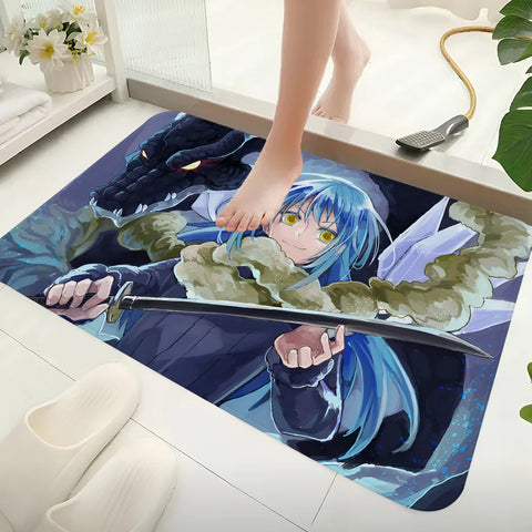 Navak Teppich Dämon Slime Rimuru Tempest Flur Teppich rutschfeste Waschküche Matte Wäsche Dekor Balkon Kind Wohnzimmer WC Teppich