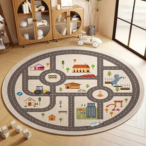 Navak Carpet Exclusive Picks Flanell-Teppich, Cartoon-Spiel, Wohnzimmermatte, runder Teppich, Couchtisch, Sofakissen, schmutzabweisend, rutschfest, Heimdekoration