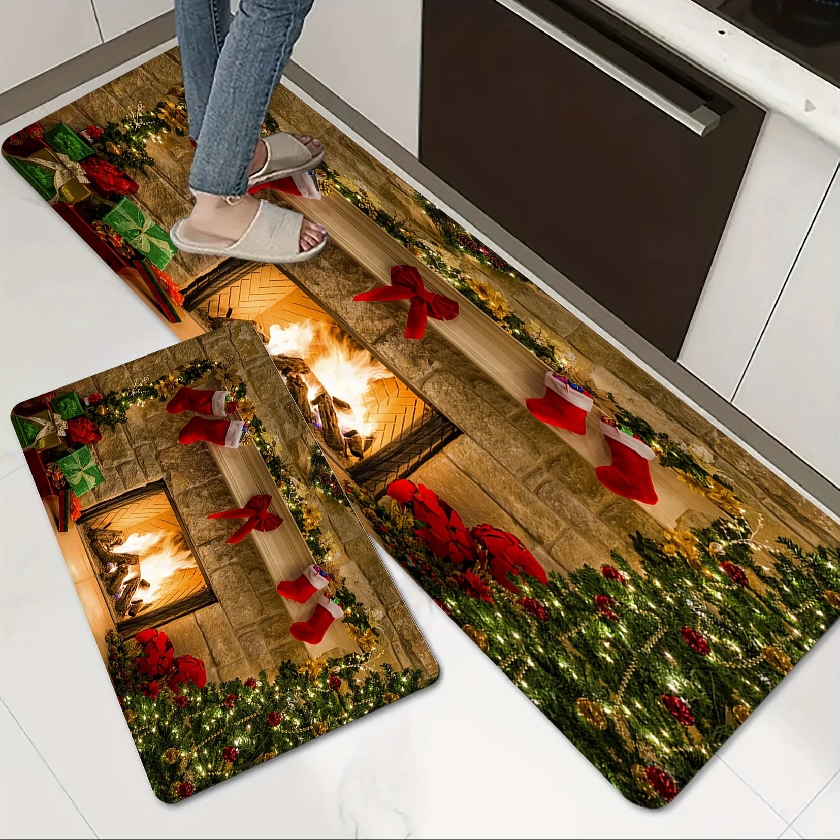 Navak Teppich Weihnachten Küche Badezimmer rutschfeste Bodenmatte Wohnzimmer Balkon Flur Eingangsbereich Teppich Schlafzimmer Nachttisch Fußmatte Mas Home Decor