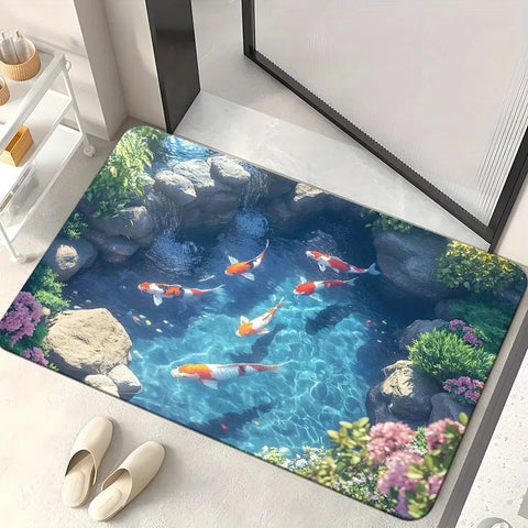 Navak Carpet 1 Stück 3D-Muster Landschaft Fußmatten Küchenteppiche Rutschfeste Pop-Design Badezimmerteppiche Badematte Teppich für Zuhause Waschbecken Wäsche Dekor