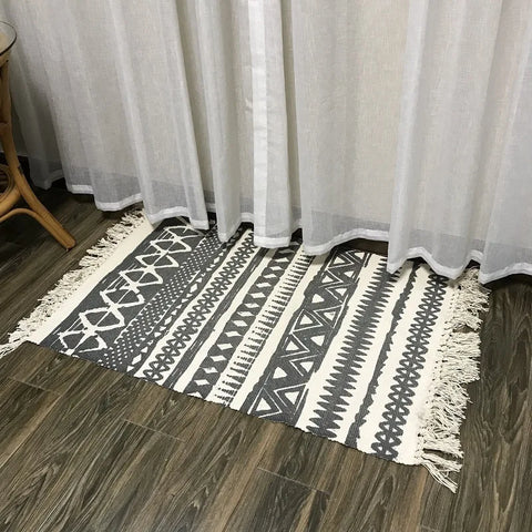 Navak Teppich, nordischer Teppich aus Baumwolle und Leinen, für Zuhause, Wohnzimmer, Sofa, Couchtisch, Decke, Schlafzimmer, Nachttisch, Bodenmatte, Fußmatte, maschinenwaschbar