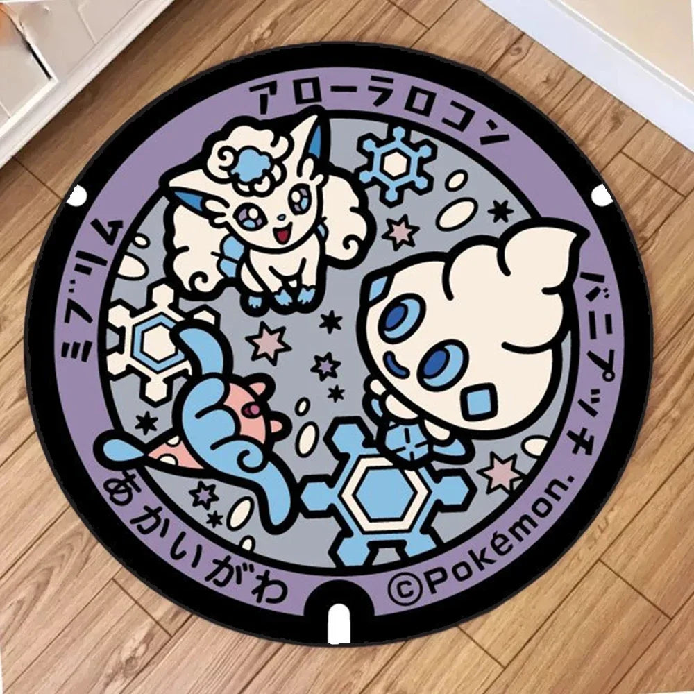 Navak Carpet NEU Tägliche Auswahl Kawaii Pokemon Teppich für Wohnzimmer Dekor Lounge Balkon Sofa Matte Schlafzimmer Weicher Teppich Drehstuhl Matte Kinder Geschenk