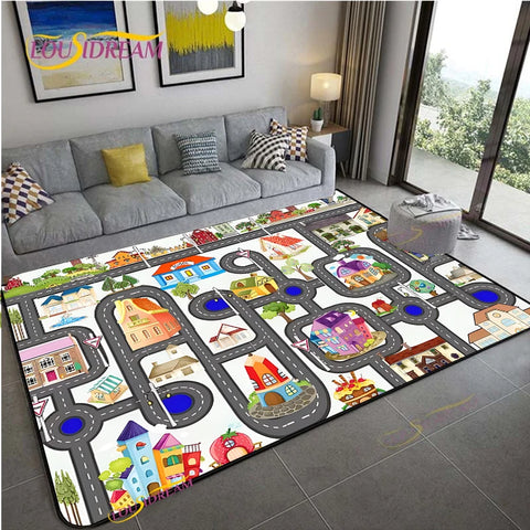 Navak Teppich Alfombra Straßenverkehrsroutenkarte Teppich Wohnzimmer Sofa Couchtisch Schlafzimmer Teppiche Küche Kinderspiel Anti-Rutsch-Bodenmatte Wohnkultur