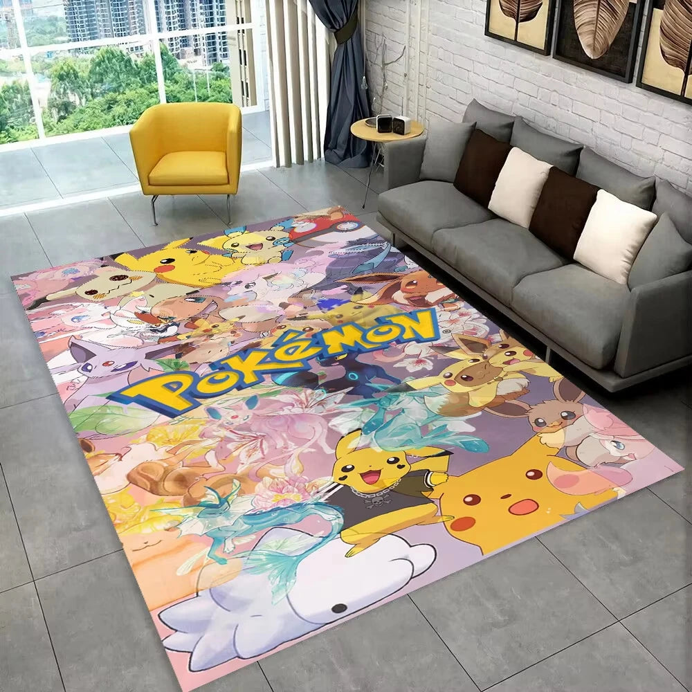 Navak Carpet Daily Picks Lustige Pokemon-Spiel-Cartoon-Bodenmatte für Kinderspielzimmer, Schlafzimmer, Wohnzimmer, weicher Teppich, Spielthema-Teppich, Männerhöhle-Dekor