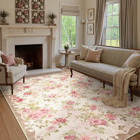 Navak Teppich Wohnzimmer Teppich Große Größe Schlafzimmer Nachttisch Bodenmatte Maschinenwaschbare Teppiche Frühlingsblumen Pflanze Retro Home Decoration Teppich
