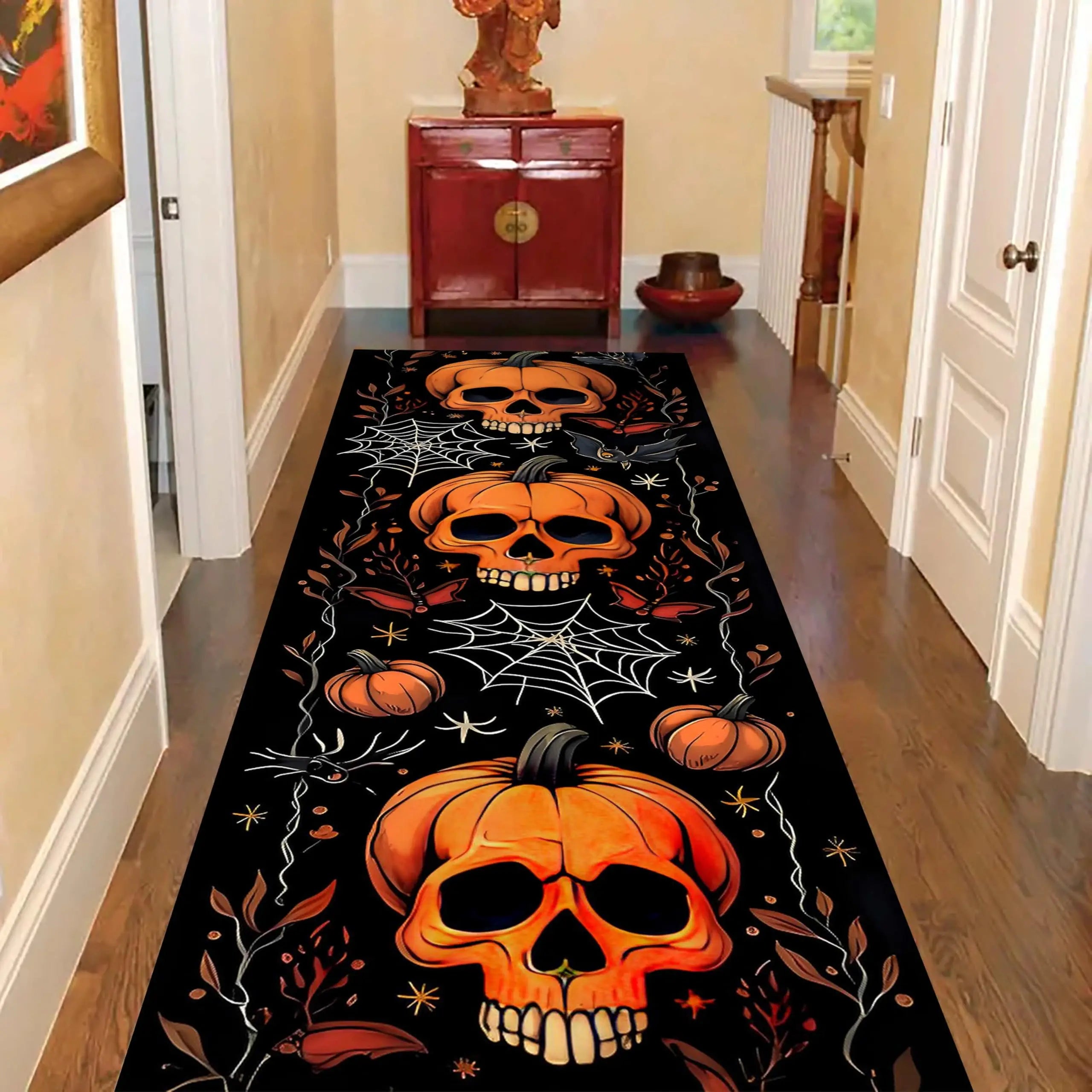 Navak Carpet Exclusive Picks Halloween-Läuferteppich, abstrakter Kürbis-Totenkopf-Teppich, Küche, rutschfest, Spinnennetz-bedruckte Teppiche für Wohnzimmer, Heimdekoration