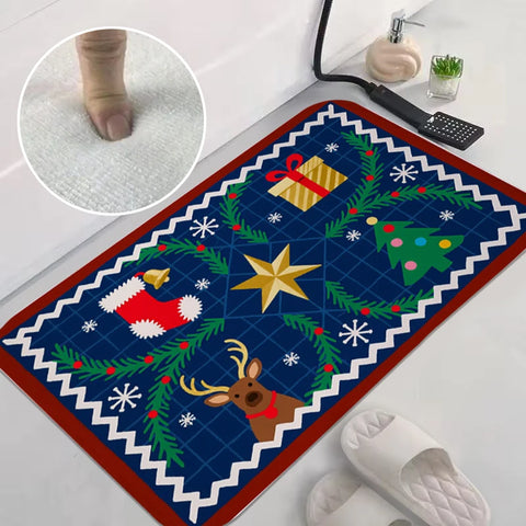 Navak Carpet Exclusive Picks Luxuriöser rot-grüner Flanell-Weihnachtsgeschenk-Teppich, rutschfest, sicher, weich, Feiertags-Bodenmatte, Dekoration, weich, bequem zum Stehen