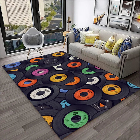 Navak Teppich, 3D-Retro-Vinyl-Schallplatte, Musikkunst, Teppich für Zuhause, Wohnzimmer, Schlafzimmer, Sofa, Fußmatte, Dekoration, Kinderspielbereich, rutschfeste Bodenmatte
