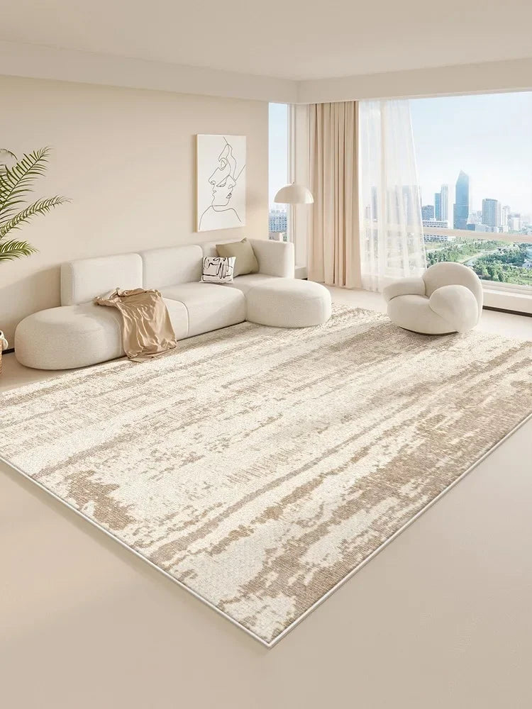 Navak Teppich Moderner Beige Wohnzimmerteppich Creme Abstrakter Dekorativer Teppich Luxuriöser großer Garderobenteppich Rutschfester Pflegeleichter Schlafzimmerteppich