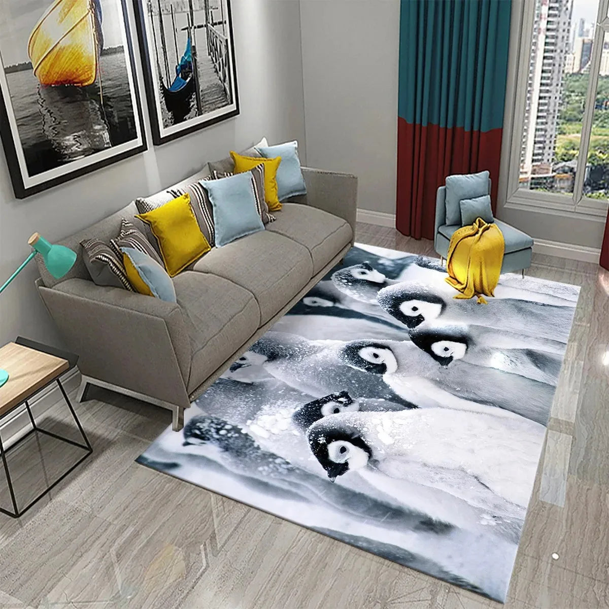Navak Carpet Antarctica Penguin Pattern Carpet Lovely Animal Design Living Room Bedroom And Bathroom Non-Slip Carpet