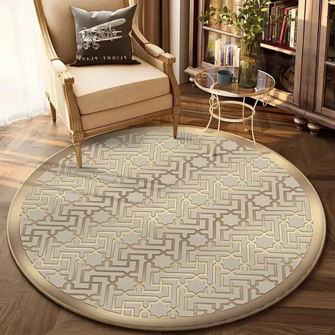 Navak Teppich, europäischer Gold-Luxus-Rundteppich, Wohnzimmer-Sofa, großer Teppich, bequem, rutschfest, für das Bett, Schlafzimmer, Teetischmatte