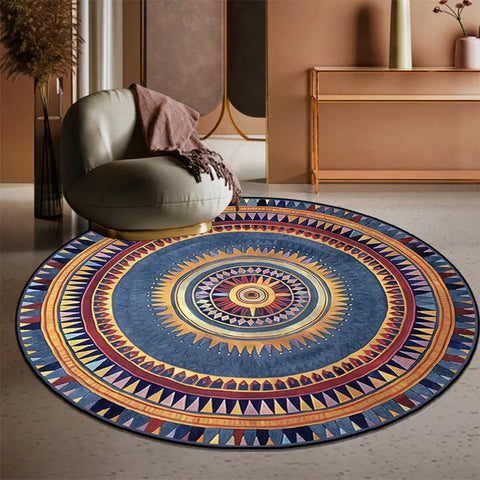 Navak Carpet Exclusive Picks Retro Bohemian Round Carpets Living Room Luxury Sofa Area Chair Non-Slip Soft Floor Mat Bedroom Decor Crystal Velvet