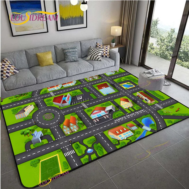 Navak Teppich Alfombra Straßenverkehrsroutenkarte Teppich Wohnzimmer Sofa Couchtisch Schlafzimmer Teppiche Küche Kinderspiel Anti-Rutsch-Bodenmatte Wohnkultur
