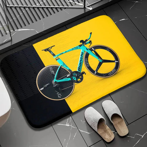 Navak Carpet 1 Stück Biker-Fußmatte für drinnen und draußen, rutschfest, Fahrrad-Aufdruck, Heimdekor, Teppich für Küche, Schlafzimmer, Bad, Fußmatten, waschbar, Bodenmatte