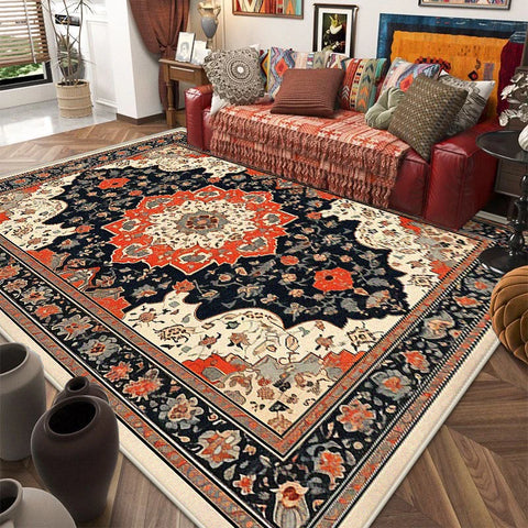Navak Carpet Retro American Style Persia Carpet Living Room Decoration Coffee Table Area Floor Mat Non-slip Bedroom Cloakroom Washable Rugs