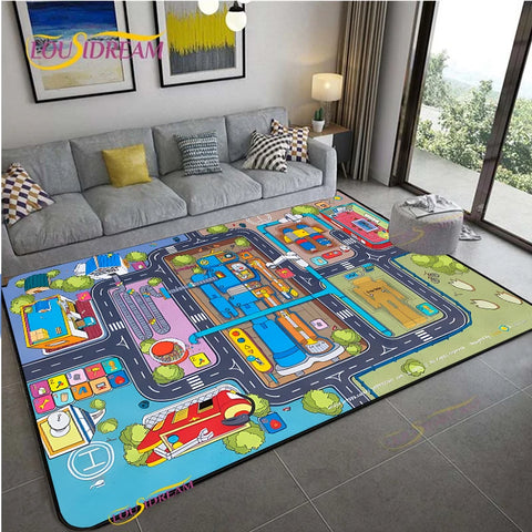 Navak Teppich Alfombra Straßenverkehrsroutenkarte Teppich Wohnzimmer Sofa Couchtisch Schlafzimmer Teppiche Küche Kinderspiel Anti-Rutsch-Bodenmatte Wohnkultur