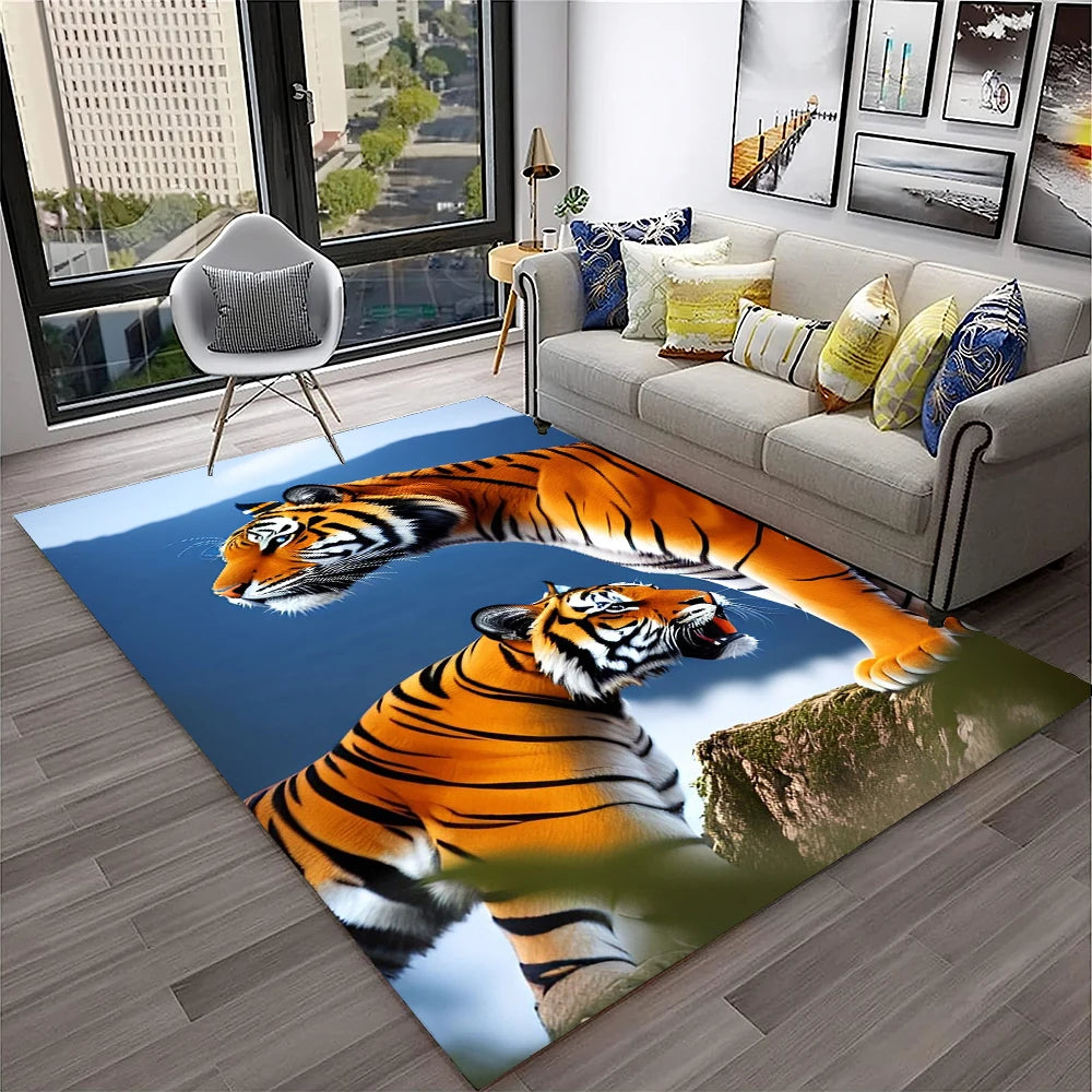 Navak Carpet 3D-Traumtiger, Tier-Cartoon-Teppich für Zuhause, Wohnzimmer, Schlafzimmer, Sofa, Fußmatte, Dekoration, Kinderspielbereich, rutschfeste Bodenmatte
