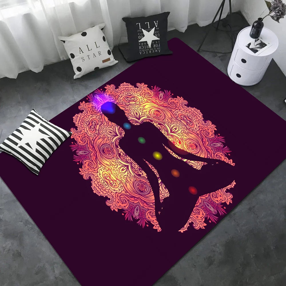 Navak Carpet Rainbow 7 Chakra Mandala Bohemia Yoga Fußmatte, waschbar, rutschfest, für Wohnzimmer, Sofa, Stühle, Bereichsmatte, Küche, Willkommens-Fußmatte