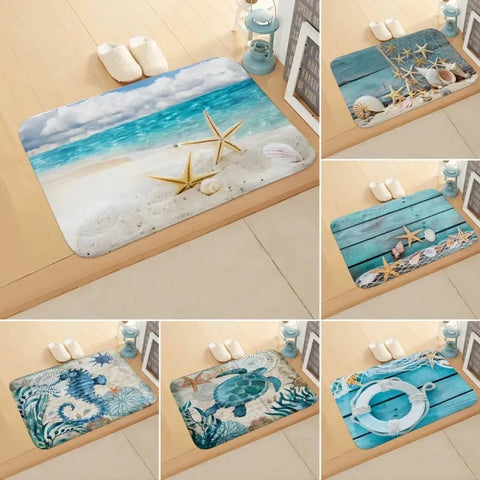 Navak Carpet Beach Seesternmuster Fußmatte Wohnzimmer Eingangsbereich Eingangsteppich Heimdekoration Küche Badezimmer saugfähige Bodenmatte