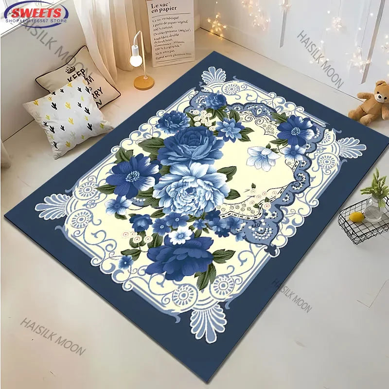 Navak Carpet 1PC Royal Luxury Style Flowers Printed Carpet Living Room Bedroom Sofa Office Large Area Decorative Mat Multi-Size Luxury Gifts