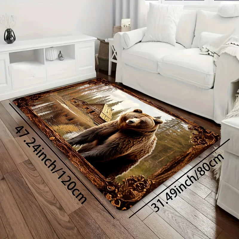 Navak Carpet Exclusive Picks Teppich mit Braunbär-Tiermuster, weicher, rutschfester Wohndekor-Wohnzimmerteppich, Zimmerteppich, Fußmatte für Badezimmer und Küche