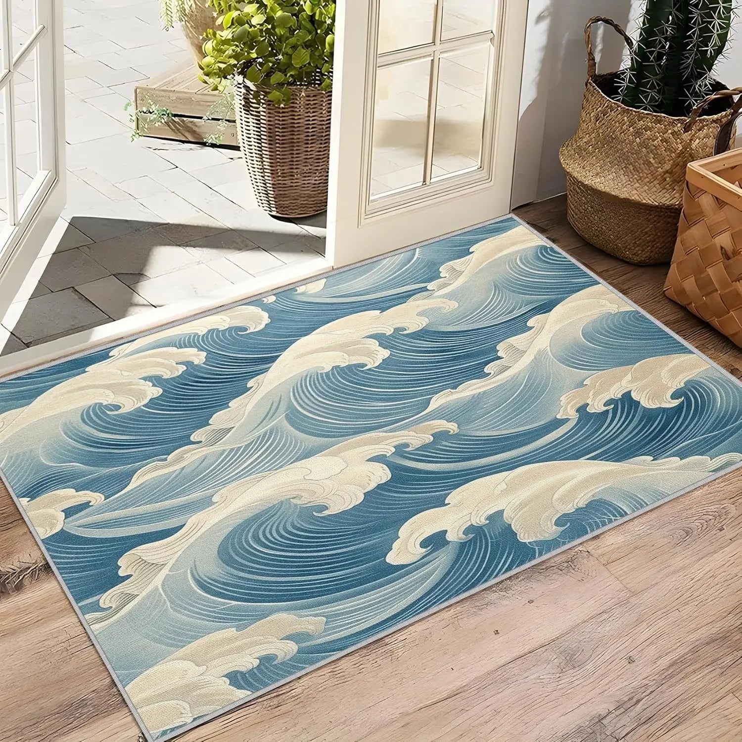 Navak Carpet Great Wave Teppich – Japanischer Hokusai-Teppich, Ozeanwellen-Teppich, asiatischer Orientteppich – Tolles Wohndekor