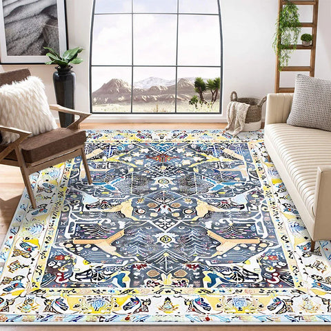 Navak Teppich, flauschig, kurz, großflächig, für Wohnzimmer, persische Retro-Dekoration, für Zuhause, Schlafzimmer, 200 x 300 cm, Lounge, Nachttisch, rutschfeste Fußmatten