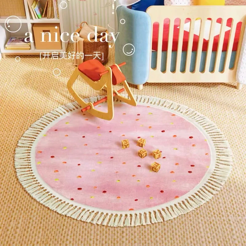 Navak Carpet Exclusive Picks Sommer-Ins-Fußmatten, runde französische Schlafzimmer-Fußmatten, Kinderzimmer-Sofa, Couchtisch, Garderobenmatte, Heimdekoration