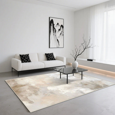 Navak Teppich Abstrakter Kunststil TEPPICH FÜR WOHNZIMMER Leichte Luxusdekoration Zuhause Rutschfester waschbarer Teppich Minimalismus Schlafzimmer Flauschige weiche Matten