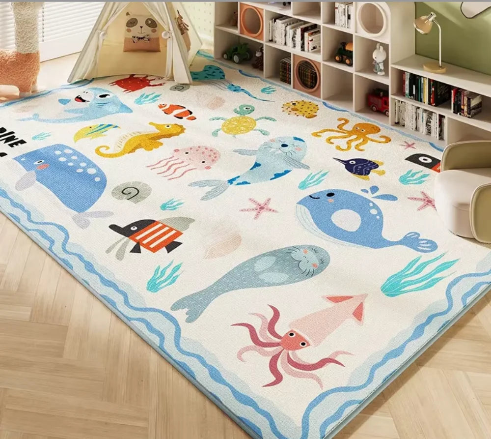 Navak Carpet Exclusive Picks Kristallflor-Teppich für Zimmer, Schlafzimmer, Cartoon-Weltkarte, Unterwasserwelt, Weltraumteppich, waschbar, rutschfest, Kinderspielmatte