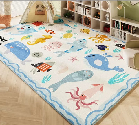 Navak Carpet Exclusive Picks Kristallflor-Teppich für Zimmer, Schlafzimmer, Cartoon-Weltkarte, Unterwasserwelt, Weltraumteppich, waschbar, rutschfest, Kinderspielmatte