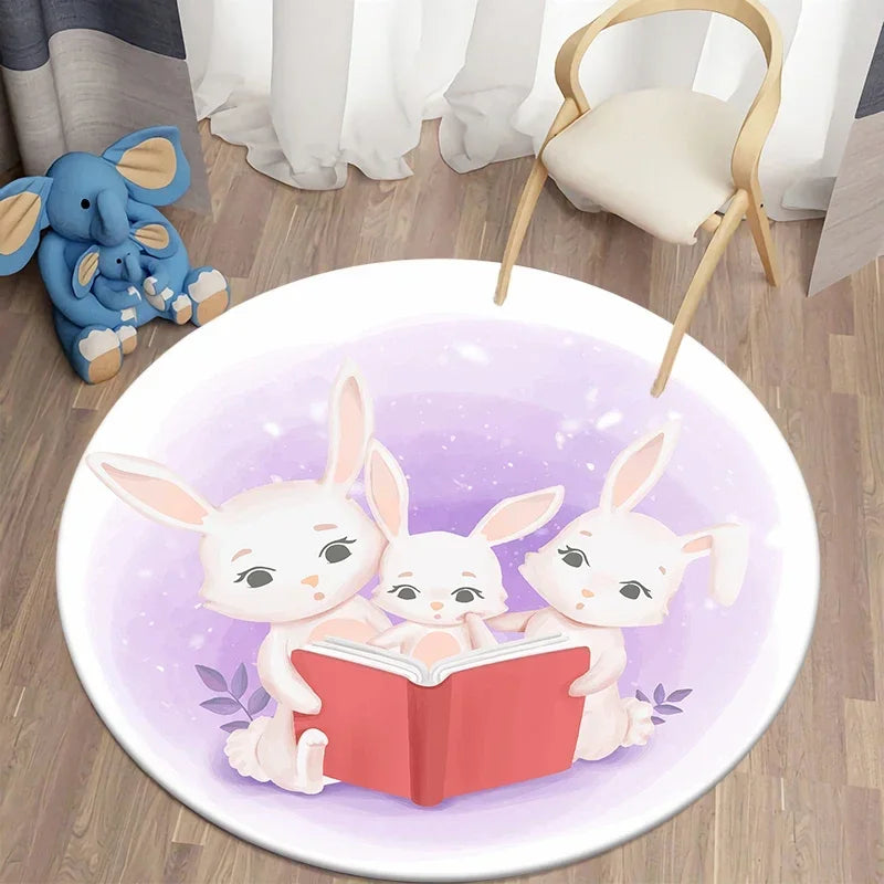 Navak Teppich Cartoon Niedlicher Bär Runder Teppich für Wohnzimmer Teppiche Badematte für Kinderzimmer Matten Schlafzimmer Teppiche Baby Kinderzimmer Wohnkultur