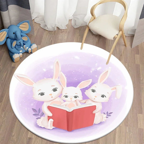 Navak Teppich Cartoon Niedlicher Bär Runder Teppich für Wohnzimmer Teppiche Badematte für Kinderzimmer Matten Schlafzimmer Teppiche Baby Kinderzimmer Wohnkultur
