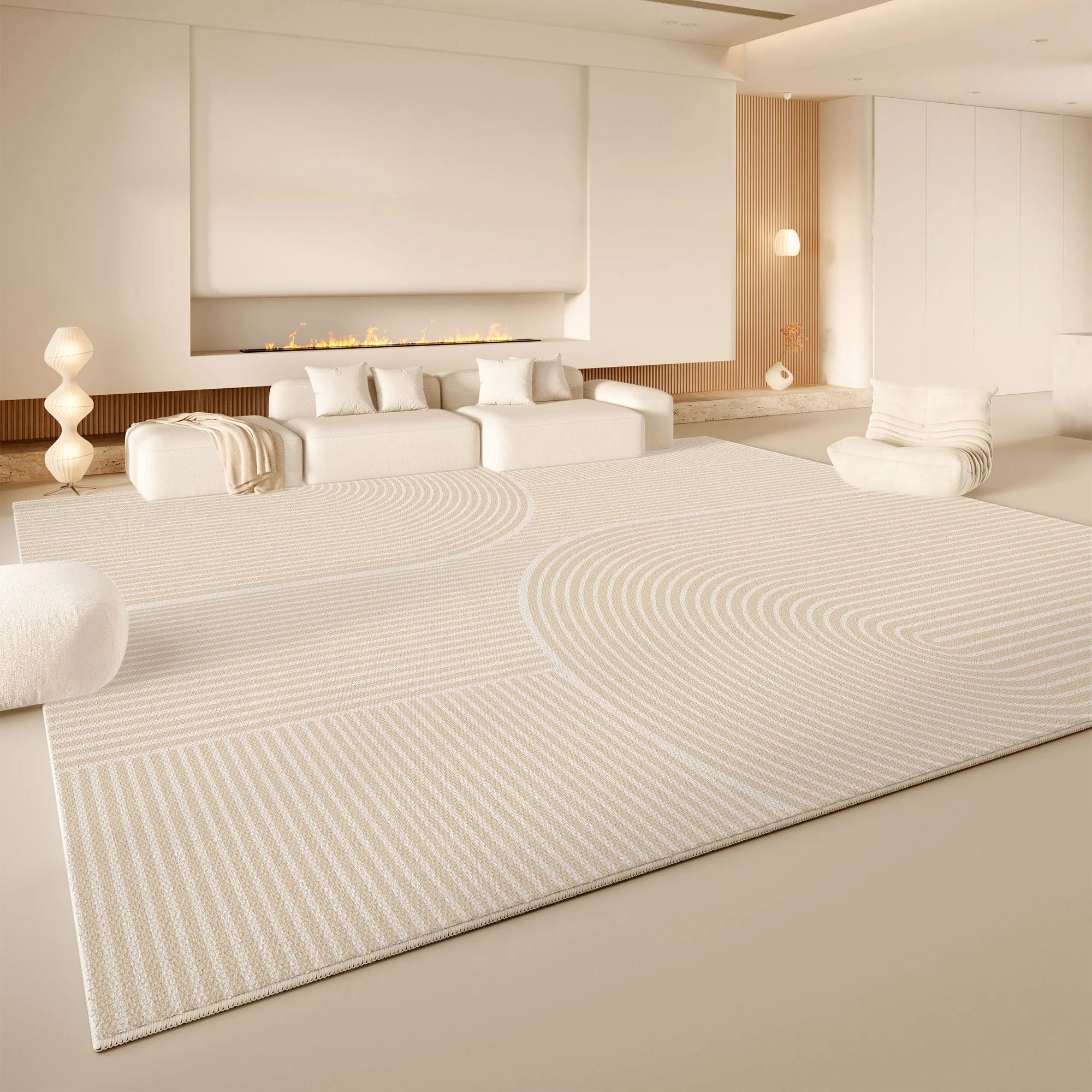 Navak Carpet Exclusive Picks Cremefarbener Wind-Teppich für das Wohnzimmer, leichtes, luxuriöses Premium-Feeling, Bodenmatte aus Kunstkaschmir, groß, voll gepflastert, Home Essentials