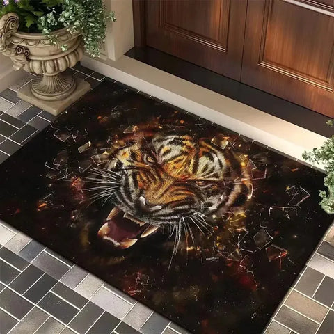 Navak Carpet Exclusive Picks Kristallflor-Teppich mit Zoo-Löwe, für Wohnzimmer, Schlafzimmer, Badezimmer, Eingangsbereich, waschbar, schmutzabweisend, rechteckige Teppiche