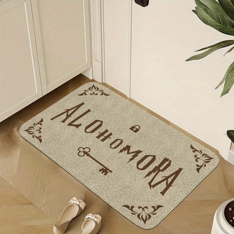Navak Carpet 1 Stück Fußmatte mit dem Thema „Alohomora Magic Key“, maschinenwaschbar, rutschfester Teppich aus Polyester, modischer und schöner, langlebiger Filzteppich