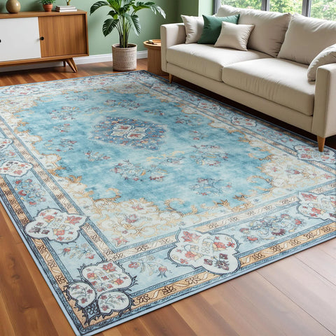 Navak Teppich, Teppiche für Wohnzimmer, elegant, floral, traditionell, Kunstwolle