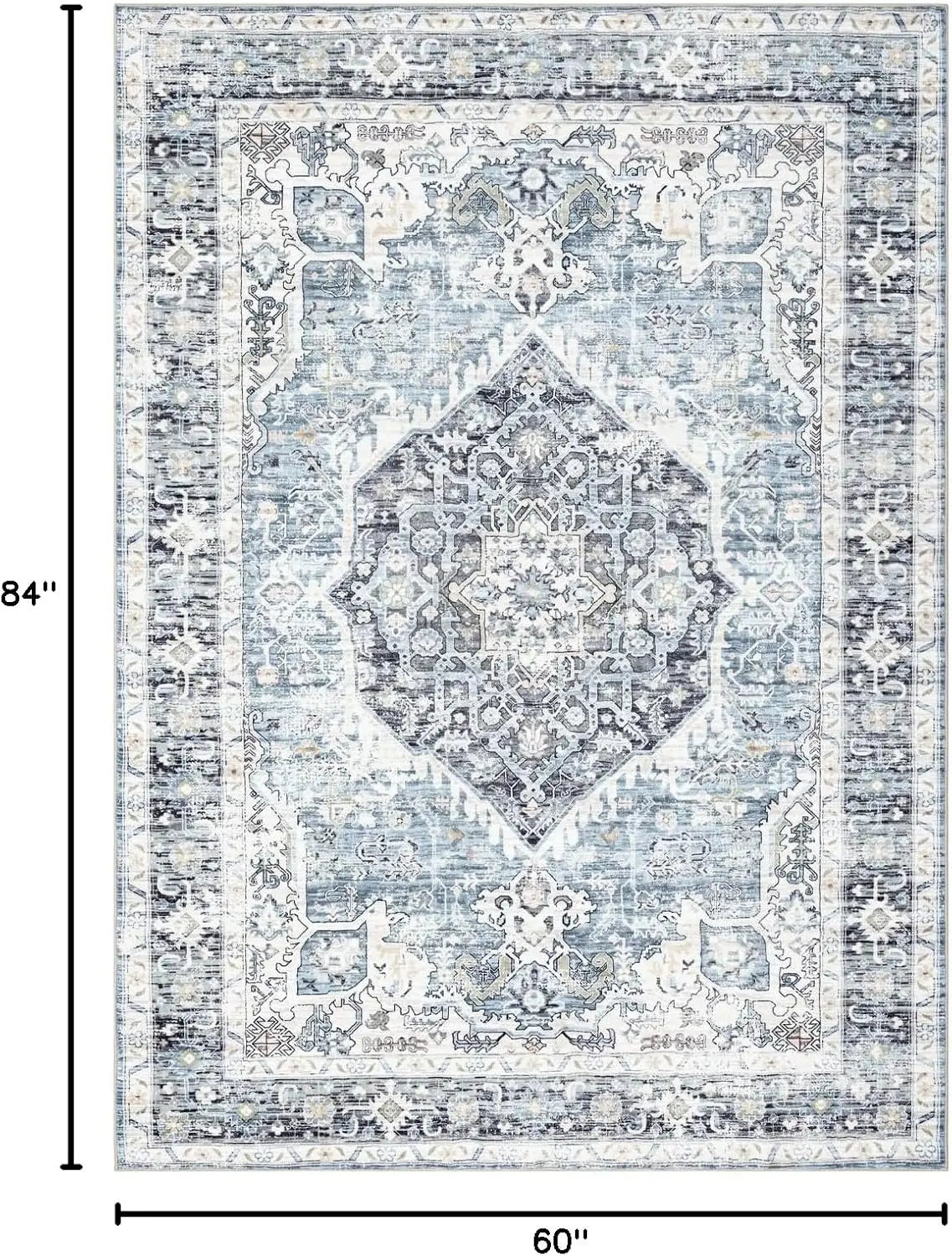Navak-Teppich, Vintage-Boho-Teppich, ultraweicher, niedriger Flor, waschbar, rutschfest, schmutzabweisend, bedruckter Teppich für Wohnzimmer und Schlafzimmer P