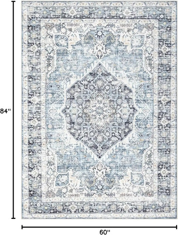 Navak-Teppich, Vintage-Boho-Teppich, ultraweicher, niedriger Flor, waschbar, rutschfest, schmutzabweisend, bedruckter Teppich für Wohnzimmer und Schlafzimmer P