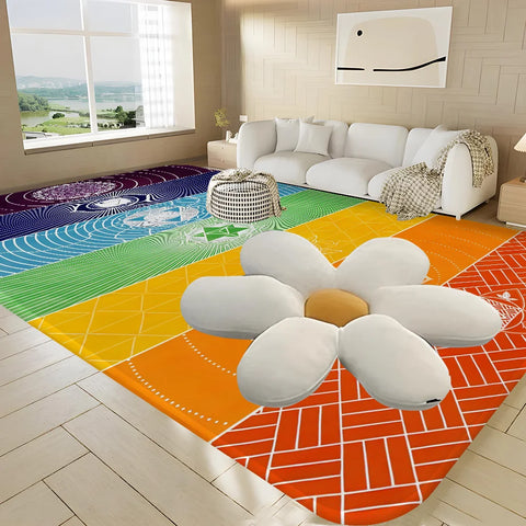 Navak Carpet Rainbow 7 Chakra Mandala Bohemia Yoga Fußmatte, waschbar, rutschfest, für Wohnzimmer, Sofa, Stühle, Bereichsmatte, Küche, Willkommens-Fußmatte