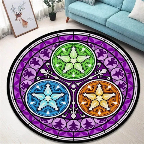 Navak Carpet Daily Picks Kingdom Hearts Cartoon-Teppich, runde Bodenmatte, Wohnzimmerteppich, Badezimmer, Küchenteppich, Fußmatte, rutschfeste Bodenmatte