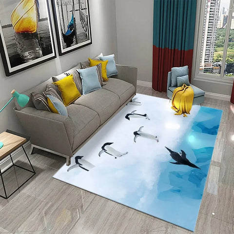 Navak Carpet Antarctica Penguin Pattern Carpet Lovely Animal Design Living Room Bedroom And Bathroom Non-Slip Carpet