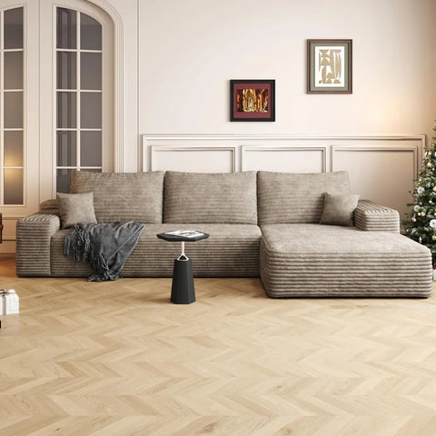 Navak Carpet 107 Zoll Cloud Sectional Couch Boneless Sofa in a Box für Wohnzimmer, Schaumstoffboden Modular Sectional Sofa mit tiefem Sitz, Fluffy Cor
