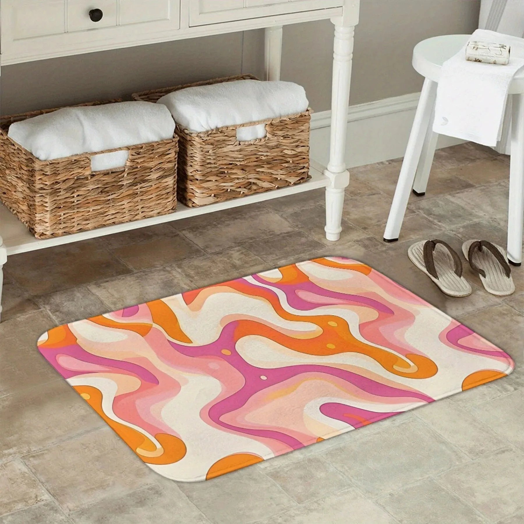 Navak Carpet 1 Stück Küchenteppich mit Hühnermuster, rutschfeste Fußmatten für Zuhause, Pop-Design, Badezimmerteppiche, Badematte, Teppich für Zuhause, Waschbecken, Wäschedekor